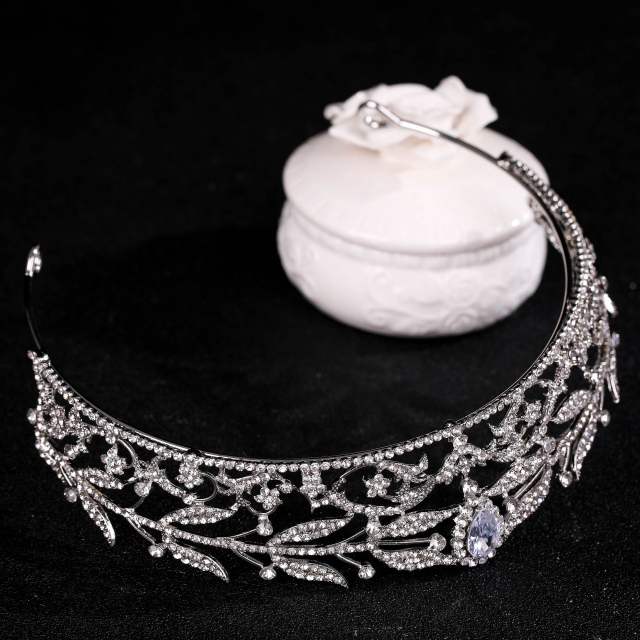 Rhinestone leaf design vintage crown for bride