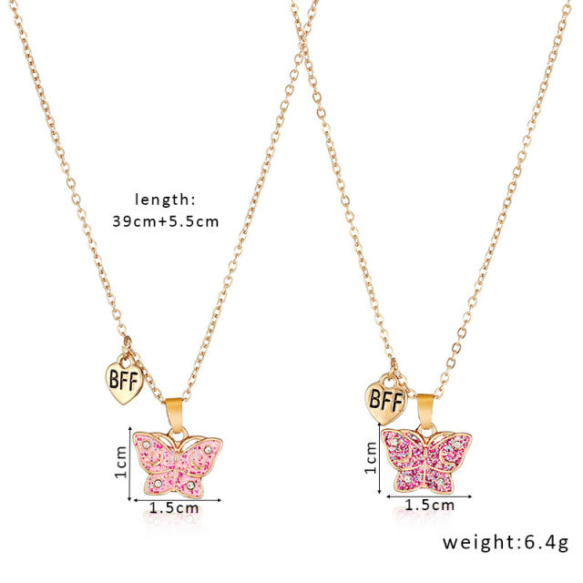 BFF butterfly pendant necklace set for kids