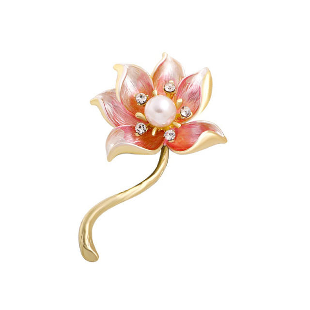 Chinese style lotus pearl brooch