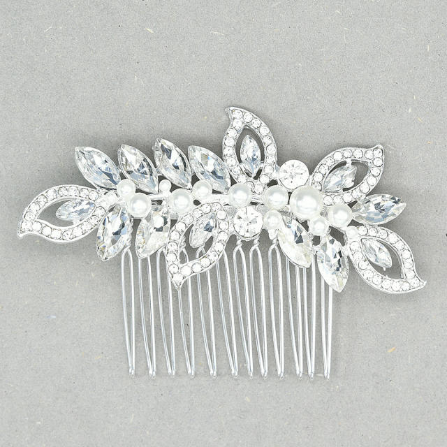 Luxury diamond pearl hair comb
