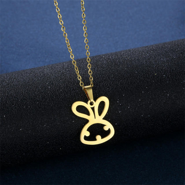 Cute rabbit stainless steel necklace set