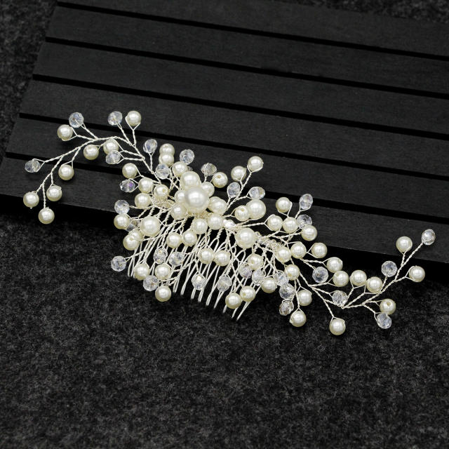 New bridal handmade pearl hair comb
