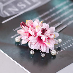 Color flower pearl hair pins