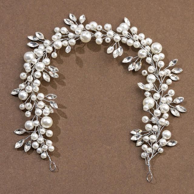 Crystal pearl beaded bridal hair vines