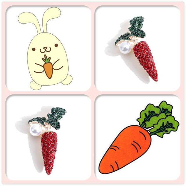 Diamond carrot fashion pearl brooch