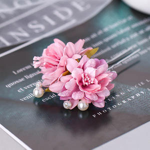 Color flower pearl hair pins