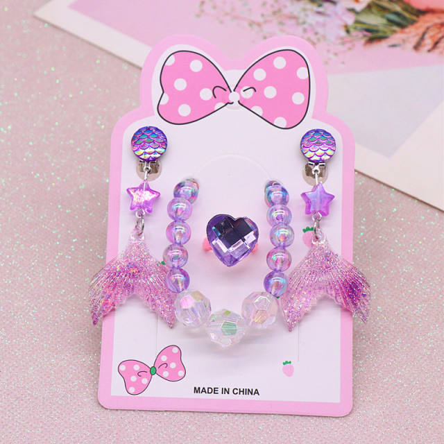 Cute tail beaded jewelry set for kids