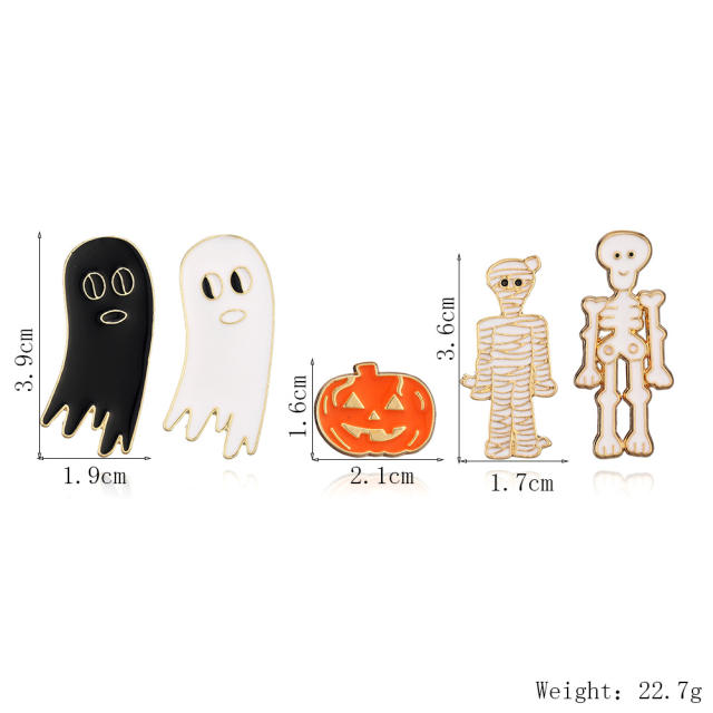 Cartoon ghost mummy brooch set