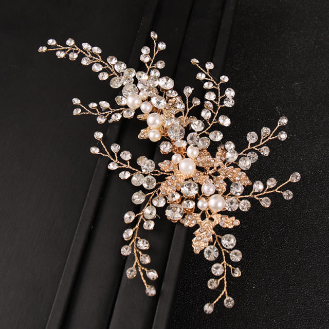 Pearl crystal beaded bridal headbands