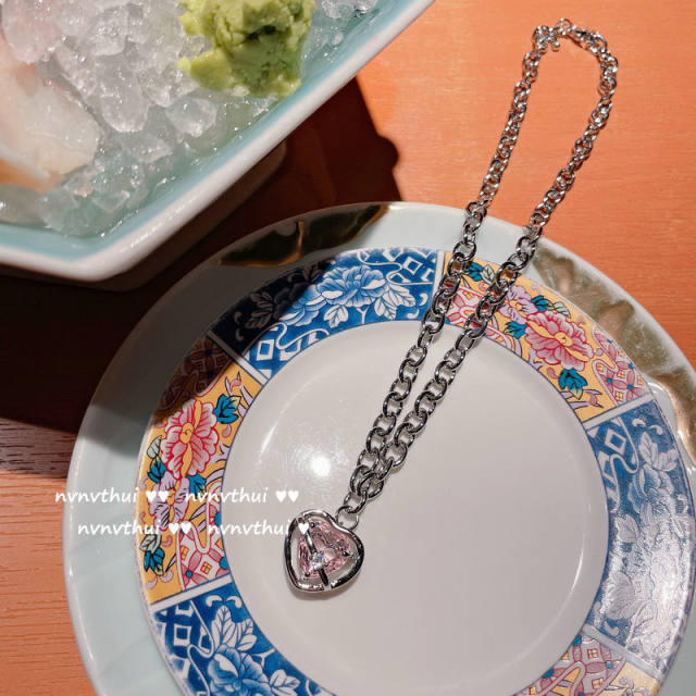 18K gold heart zircon opal bracelet ring earring necklace set