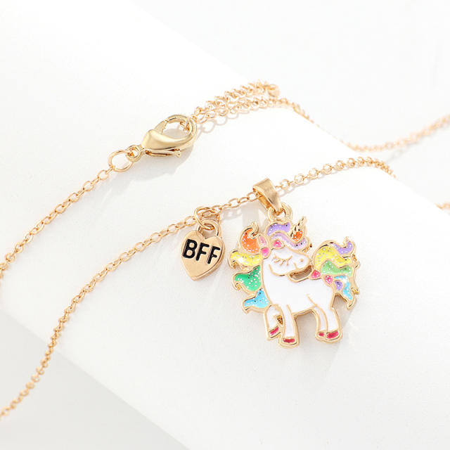 Unicorn pendant BFF necklace set for kids