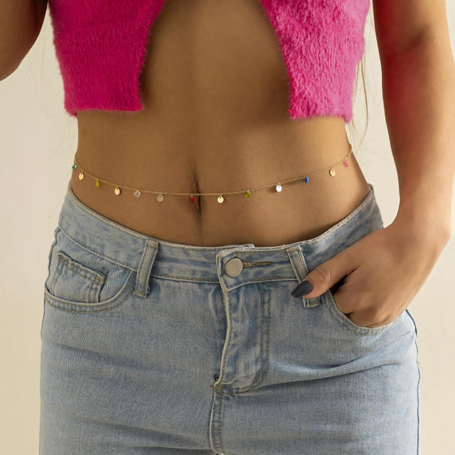 Faus crystal dainty waist chain