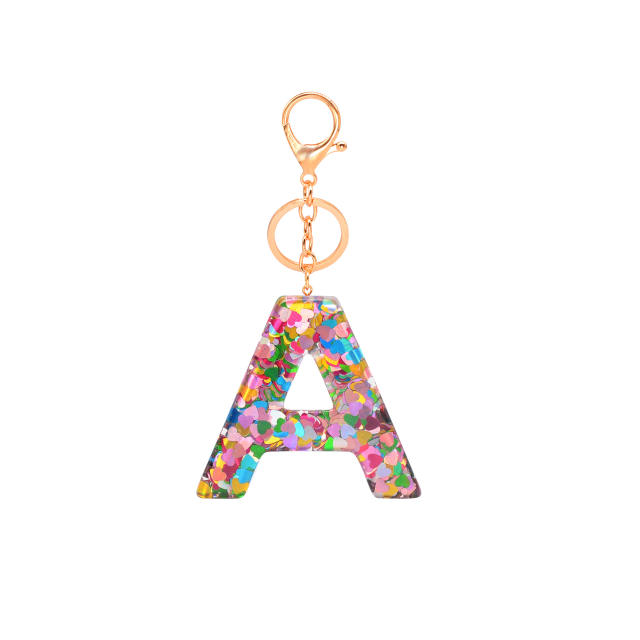 simple heart sequins keychain