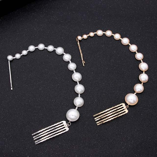 Fashion long pearl hair comb