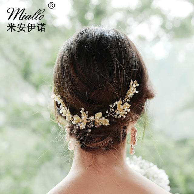 Pearl beaded bridal hair vines