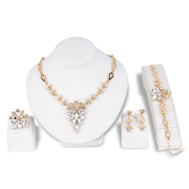 Luxury glass crystal necklace earring jewelry set