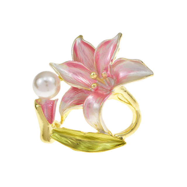 Chinese style lotus pearl brooch