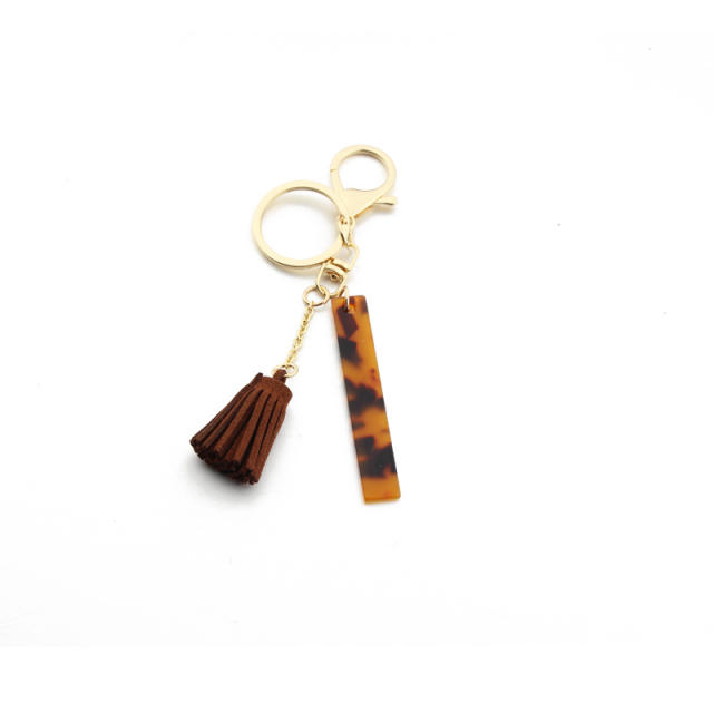 Leopard Bracelet PU leather tassel letter keychain