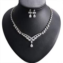 Luxury cubic zircon pearl wedding jewelry set