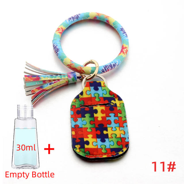 PU leather tassel bracelet empty bottle cover keychain