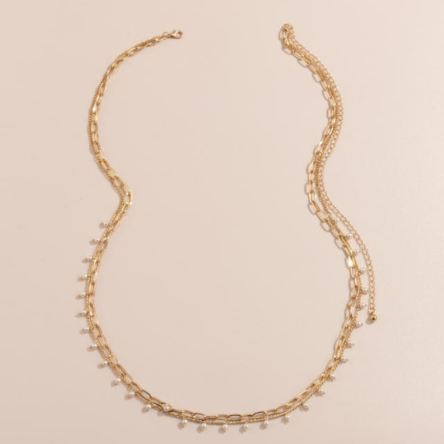 Faux pearl two layer waist chain