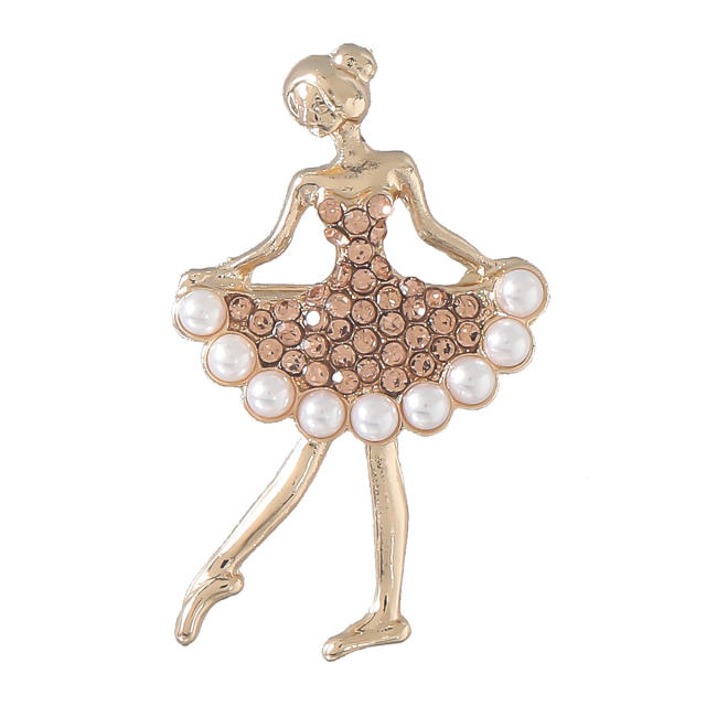 Creative dancing girl diamond brooch