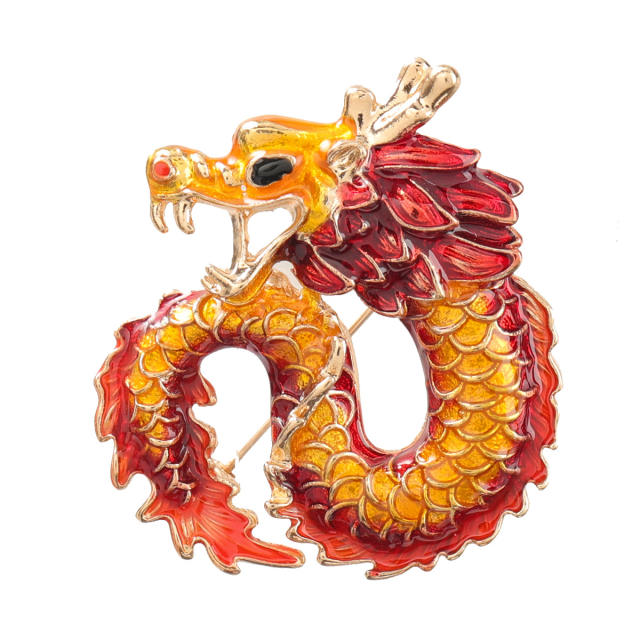 Enamel dragon brooch