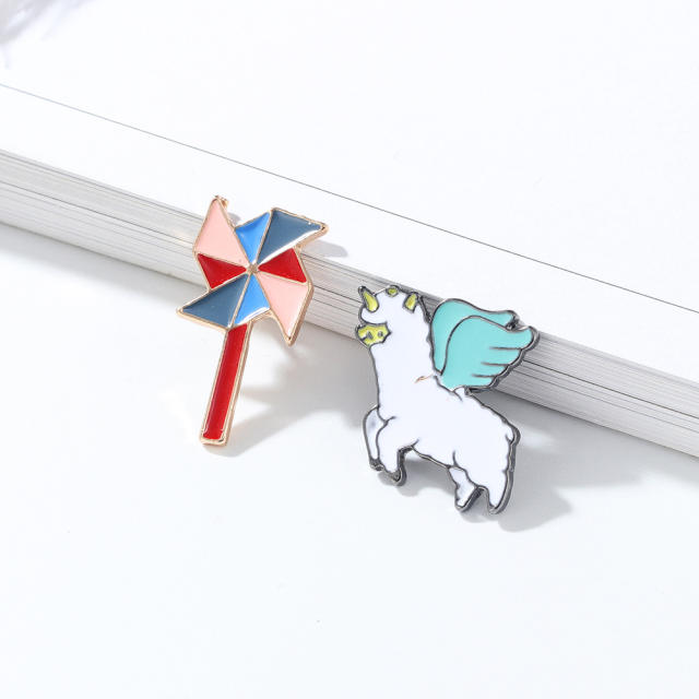 Cartoon windmill badge brooch pin