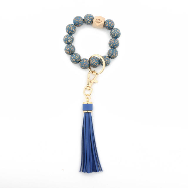 PU tassel beads bracelet keychain