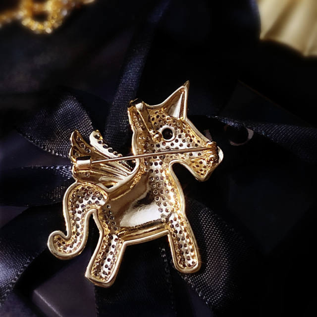 Cute rhinestone unicorn brooch