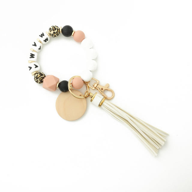 MAMA bead bracelet tassel keychain