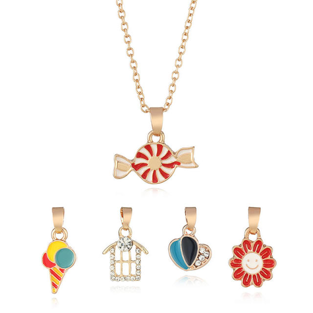 Personality candy pendant weekly necklace set for kids