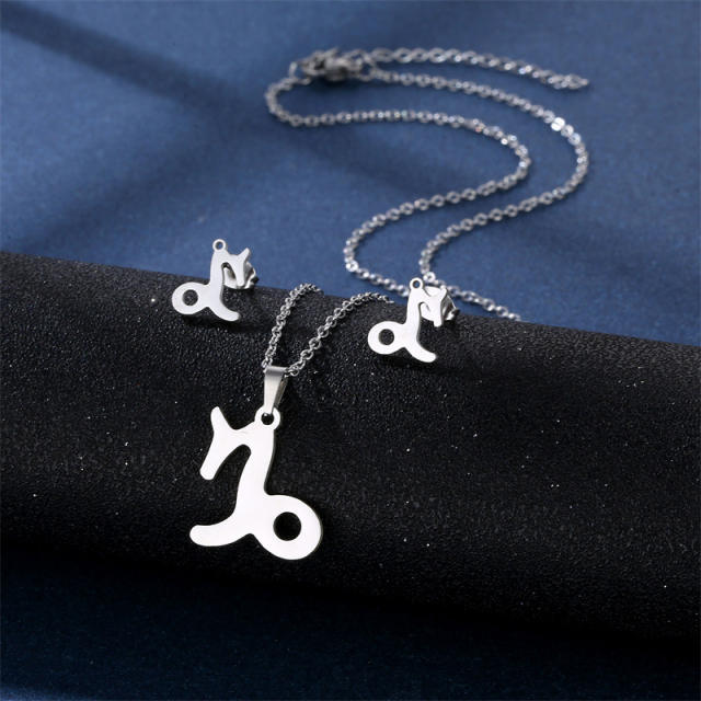 Stainless steel zodiac series necklace set