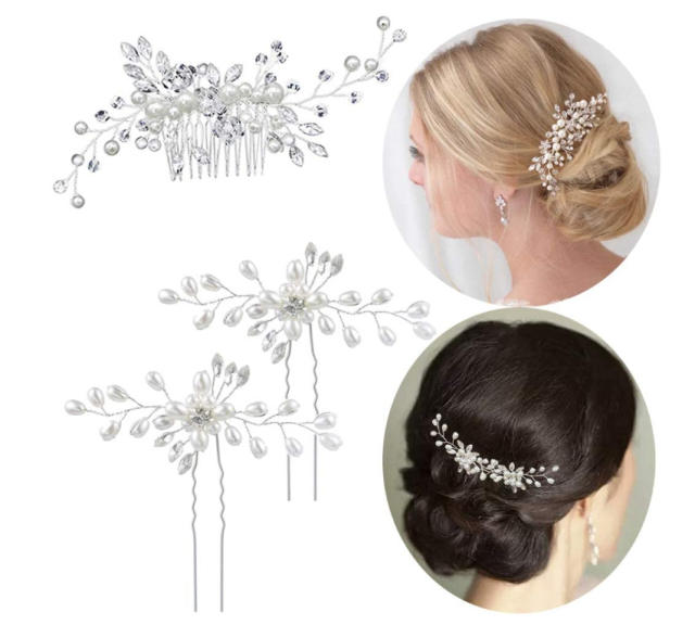 Fashion pearl diamond bridal hair comb 3-piece set