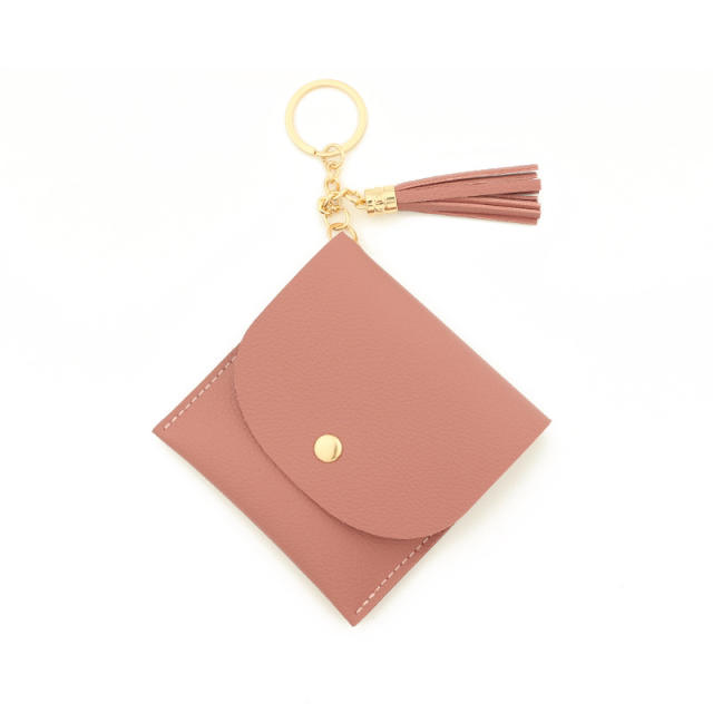 PU tassel bracelet card holder keychain