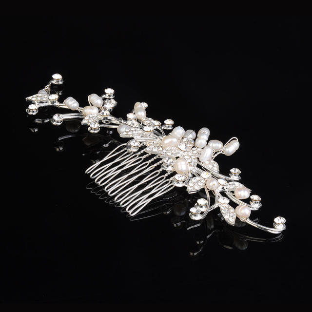 Romantic flower waterpearl bridal hair comb