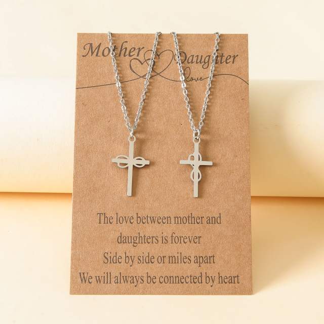 Stainless steel cross necklace set