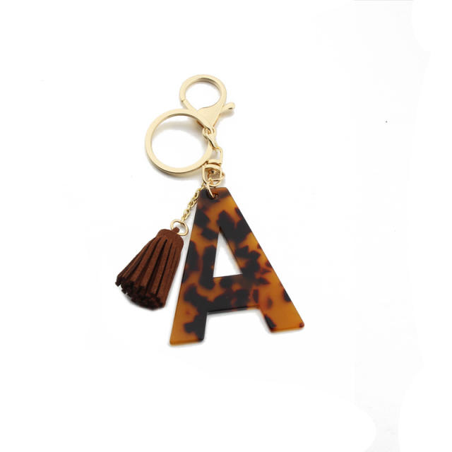 Leopard Bracelet PU leather tassel letter keychain