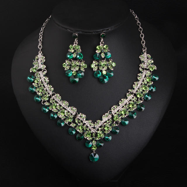 Hot sale color glass crystal wedding jewelry set