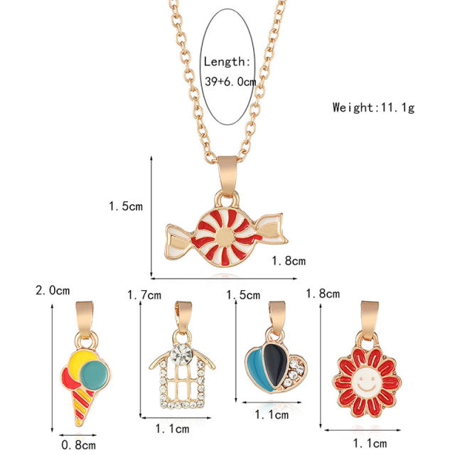 Personality candy pendant weekly necklace set for kids