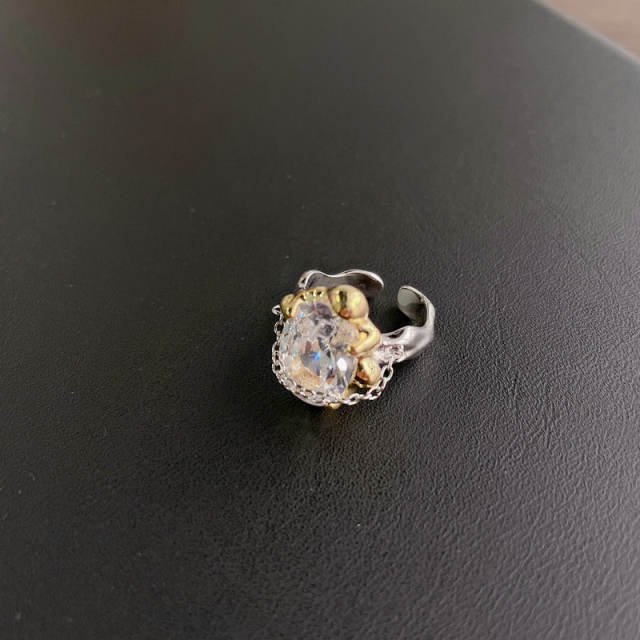 18K gold melting gem the horse eye chain tassel zircon ring earring ear clip bracelet necklace set