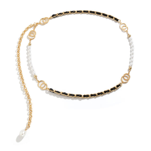 Faux pearl waist chain