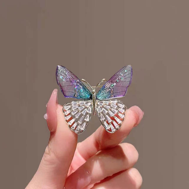 Korean fashion cubic zircon butterfly brooch
