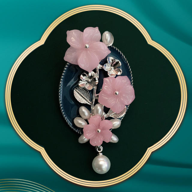 Chinese style  pearl flower brooch