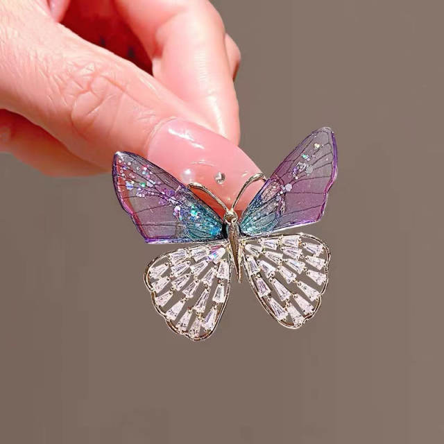 Korean fashion cubic zircon butterfly brooch