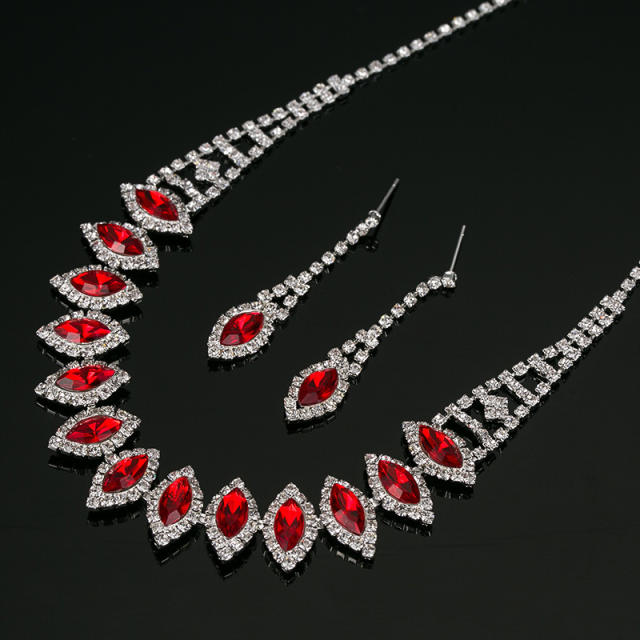 Color glass crystal rhinestone necklace set