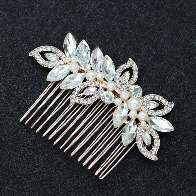 Luxury diamond pearl hair comb