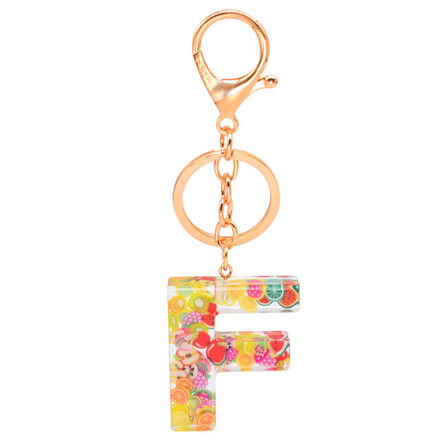 Colorful fruit slices inital letter keychain