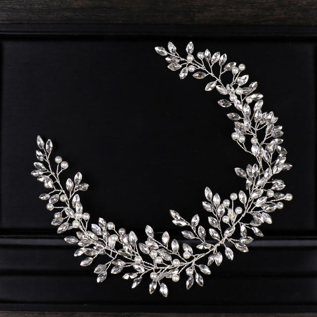 Rhinestone pearl bridal headband