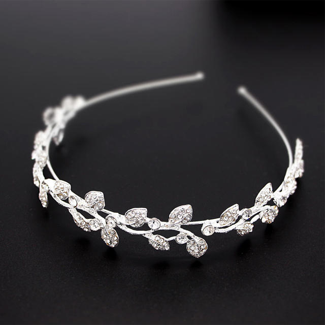 Rhinestone leaf bridal headband